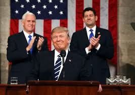  The 2018 State of the Union address, from left to right, Vice President Mike Pence, President Donald Trump and former Speaker of the House Paul Ryan.
