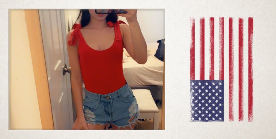 Junior Kalyn Cocchia shares her Memorial Day Outfit and photo edit she created. Cocchia’s red bodysuit was purchased from Forever 21.
