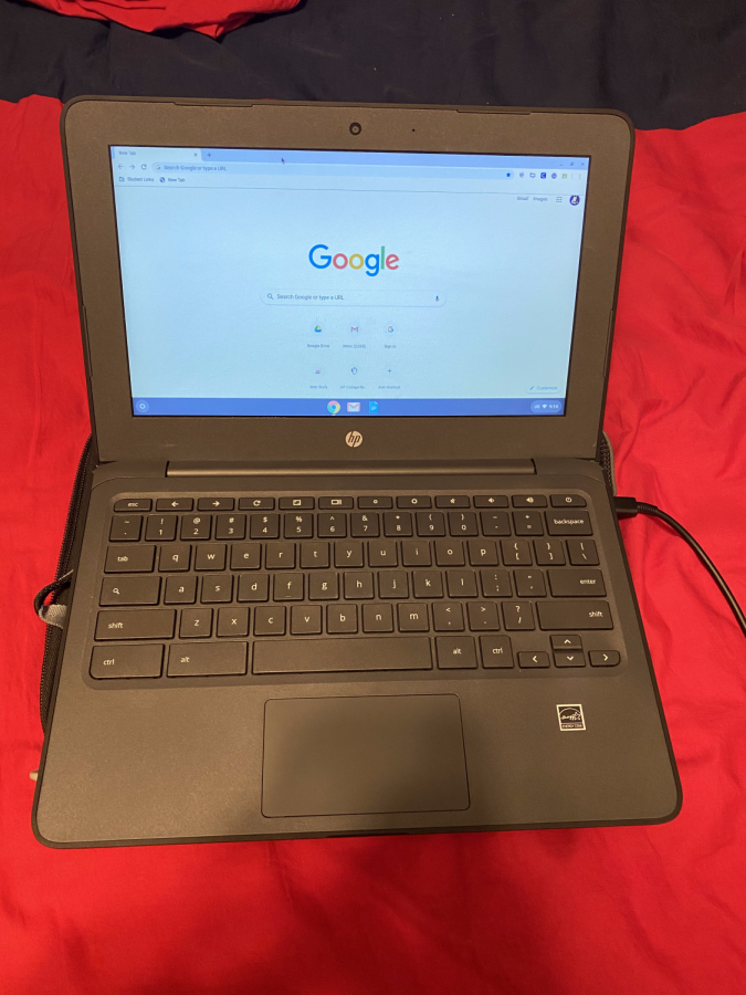 This is the model of Chromebooks that most of the students have. It is called the HP Chromebook 11A and is designed for students to use. Photo courtesy of Nathan Wolfe. 