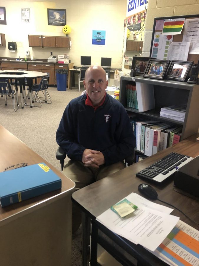 New teacher, Dan Walsh, gets acclimated to new job at Foran. Photo courtesy of Foran staff. 