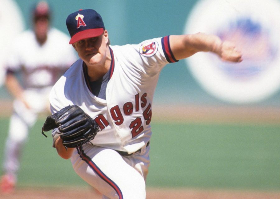 Jim Abbott pitches the ball while on the California Angels. Photo Courtesy of Baseball America.
