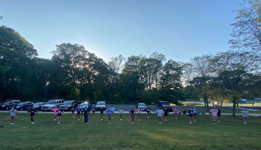 Cheerleaders at their socially-distanced practice on September 25, 2020. Photo courtesy of Amanda Quieroz.