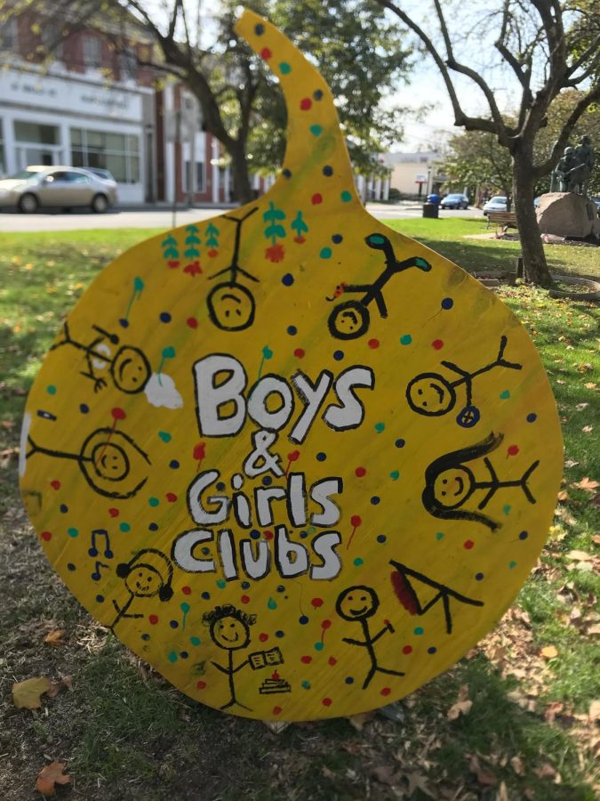 The Boys and Girls Club wooden pumpkin design for this years pumpkins on the go fundraiser. Photo courtesy of Megan Altomare, October 30, 2020.