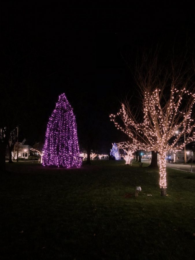 Milford%E2%80%99s+green+lit+up+by+the+holiday+lights.+Photo+courtesy%3A+Samantha+Lambert%2C+December+6%2C+2020.