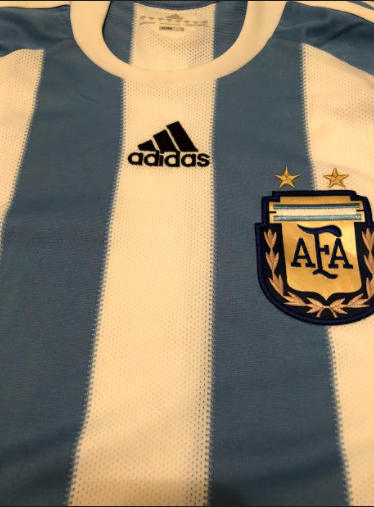 Revisiting The Past : The Argentinian National team shirt that was active during the time of Maradona. Photo Courtesy Kevan Cogan on December 6, 2020.