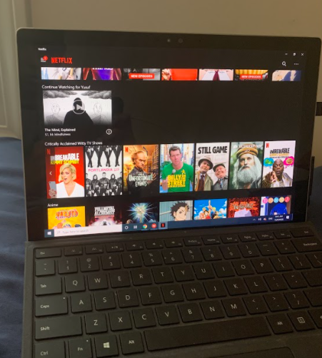 Someone streaming Netflix on their Microsoft Surface Pro. Photo courtesy: Yusuf Abdelsalam, December 7, 2020.