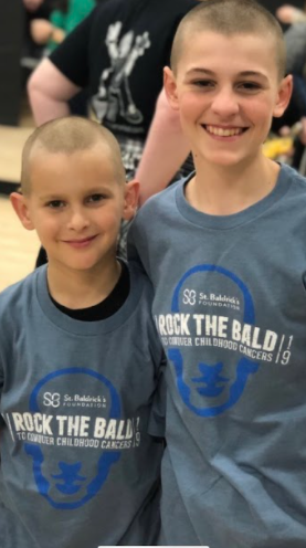 Joey Honcz on the right and his cousin Ben on the left, in their last shave for St.Baldrick’s in 2019. Photo Courtesy of Christina Honcz. December 18, 2020. 