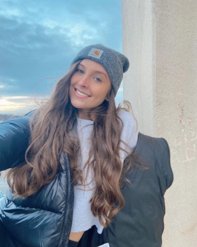 Senior Maci Pastir wearing her puffer jacket, and Carhartt beanie on a cold winter day. Photo courtesy of Maci Pastir, January 19, 2021.