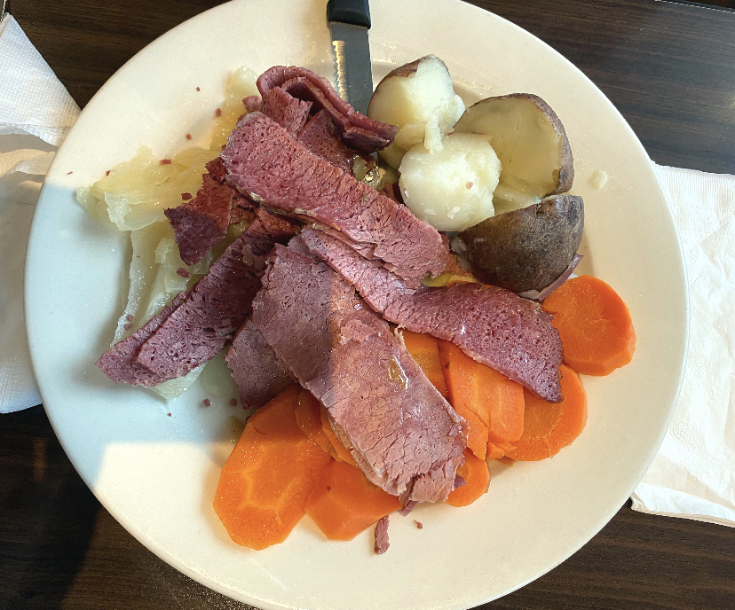 A traditional Irish dish of corned beef and cabbage. Photo courtesy: Kaleigh Porcu, March, 17, 2021