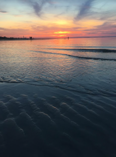  The sun setting on the sand bar on one of Cape Cod’s beaches. Photo courtesy of Anna Paul.