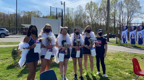 Girl's tennis seniors celebrate on their senior night. Photo courtesy: Coach Missy Kaminski.