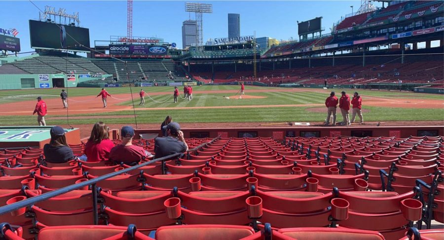 The baseball season is finally back at a halfway filled Fenway Park in Boston, Massachusetts. Photo courtesy: Brian Massey, April 11, 2021.