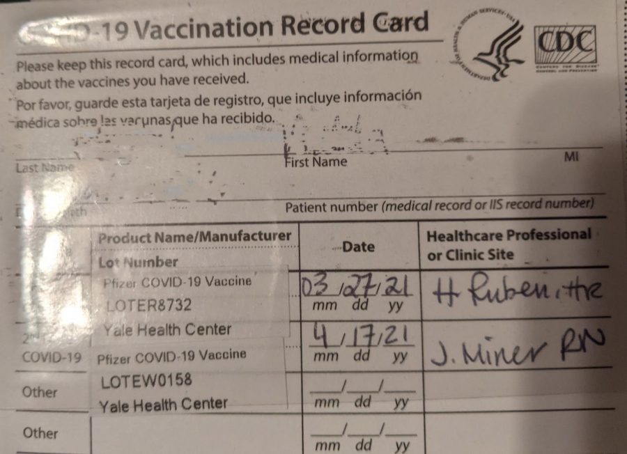A vaccination card by the CDC showing a fully vaccinated person. Photo Courtesy: Yusuf Abdelsalam, May 4, 2021