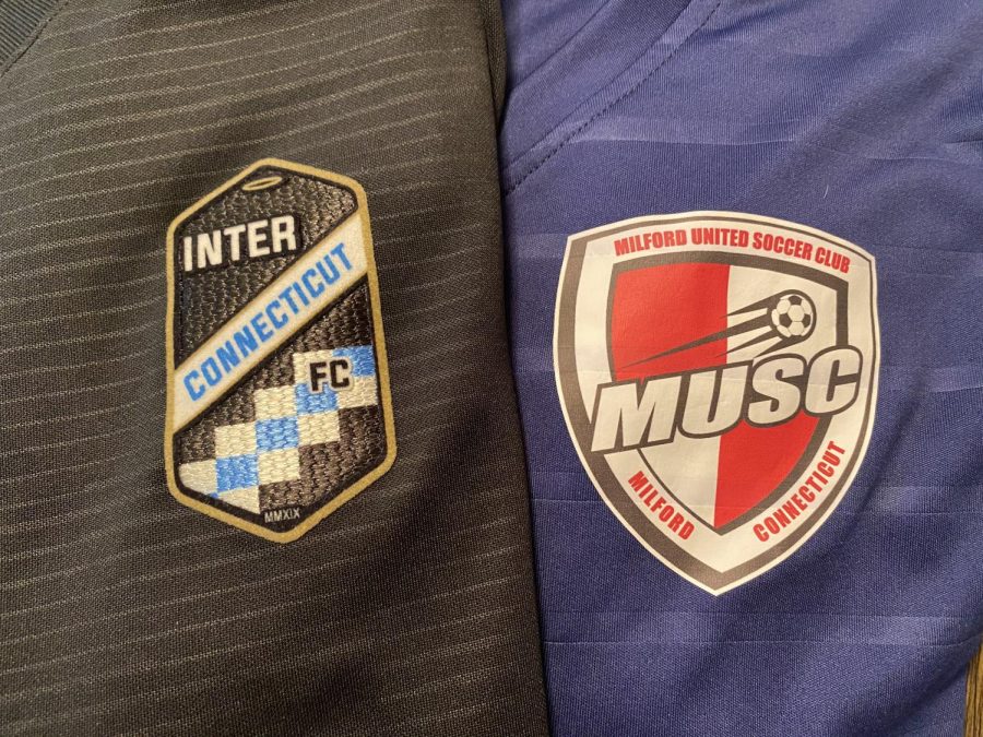 Clubs United : The jerseys of Inter CT and Milford United. Photo courtesy: Kevan Cogan.