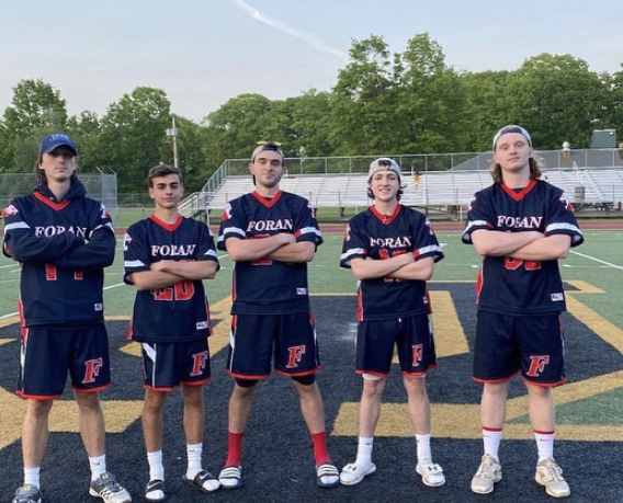 Senior Captians of the team after a winning game. Photo Courtesy: Boys' Lacrosse Twitter.