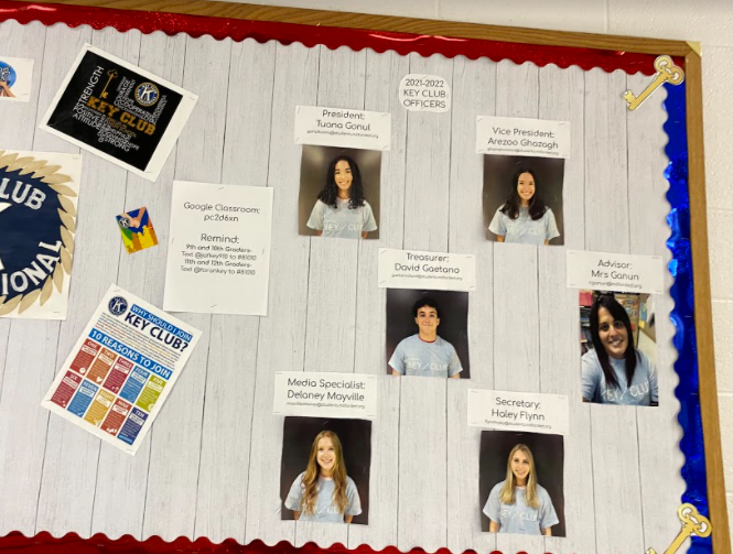 A Fun Foran Insight: Bulletin board listing all of the Key Club Officers and future events to come. Photo courtesy: Lauren Ardolino, September 20, 2021.