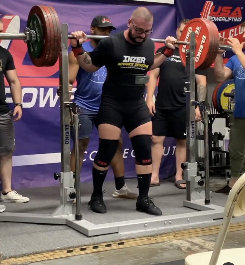 Heavy lifting: Devin Clark pictured squatting 556 pounds. Photo courtesy: Devin Clark, August 8, 2021.