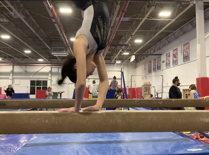Practice+Makes+Perfect%3A+Gymnast+Katie+Wetmore+practices+on+beam+at+Gymnastics+and+Cheerleading+Academy+in+Fairfield.+