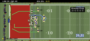 Retro Bowl Redzone: End game in the red zone of Retro Bowl in the late fourth quarter. 
