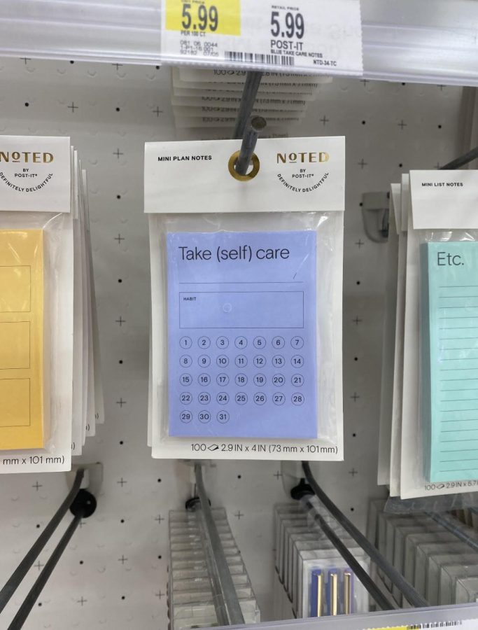 Planning on self-love: A self-care post it planner can be seen hanging in the store.