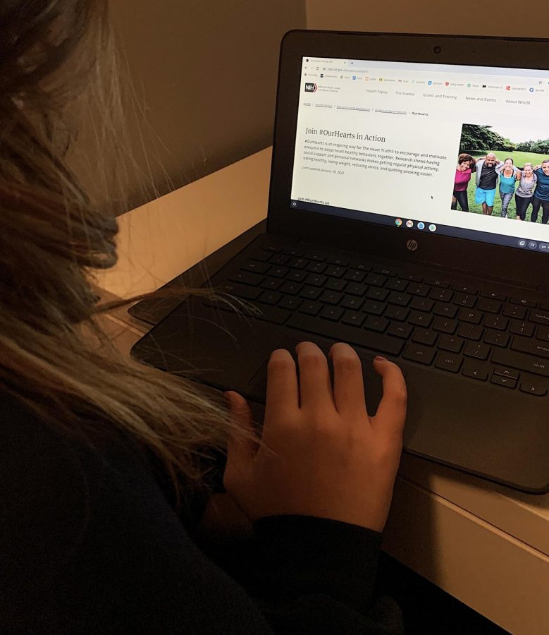 Learning About Heart Health: A student visiting the National Heart, Lung, and Blood Institute website to learn more healthy heart strategies.