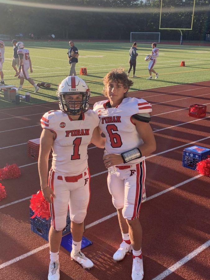 Best Friends On and Off the Field: Cushman and Miller preparing for a home football game together. Photo courtesy: Nicole Miller. September 10, 2021. 