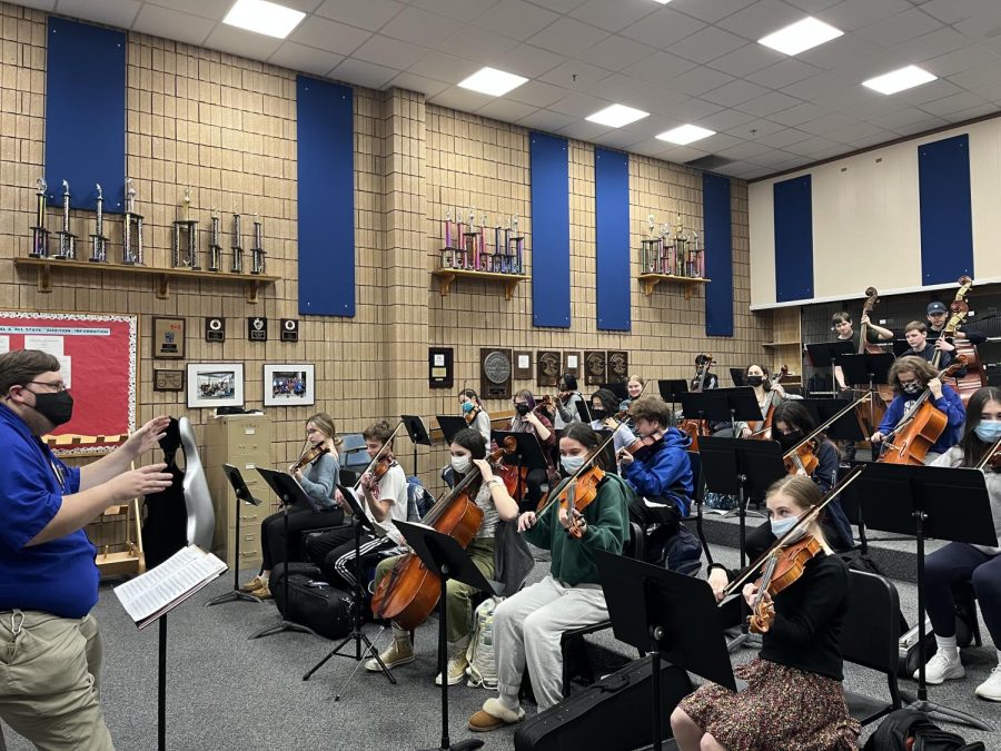 Foran Ensemble: The Foran strings players practice pieces for their upcoming concert. 
