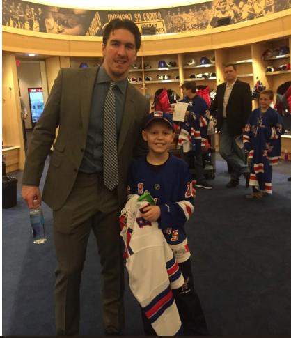 Meeting his idol: Photo of Joey Honcz and Ryan Mcdonough from the New York Rangers, December 2, 2015.