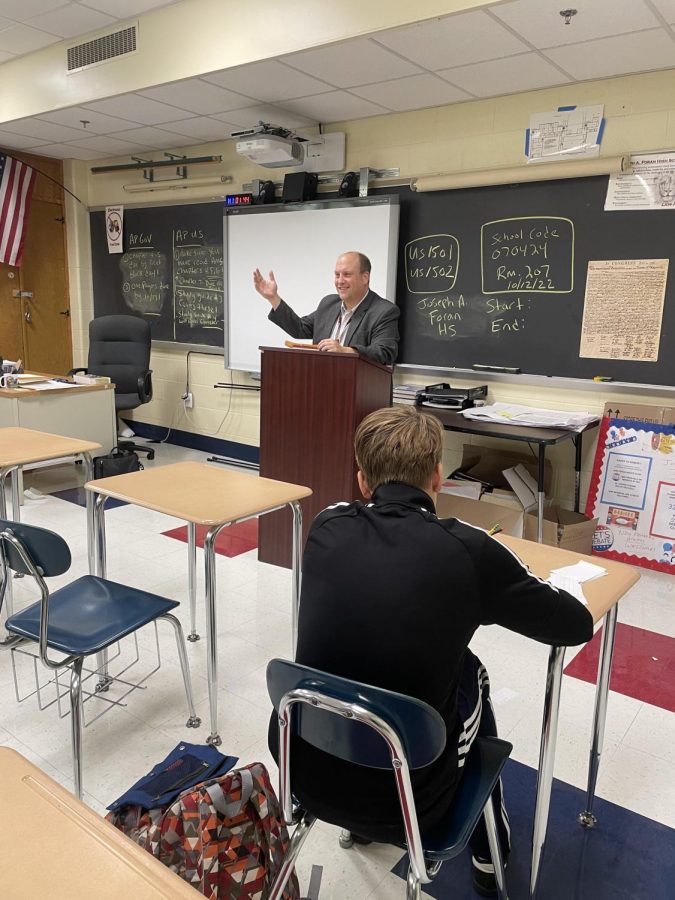 At The Podium: Mr. Cesare gives a lesson, October 17, 2022. 