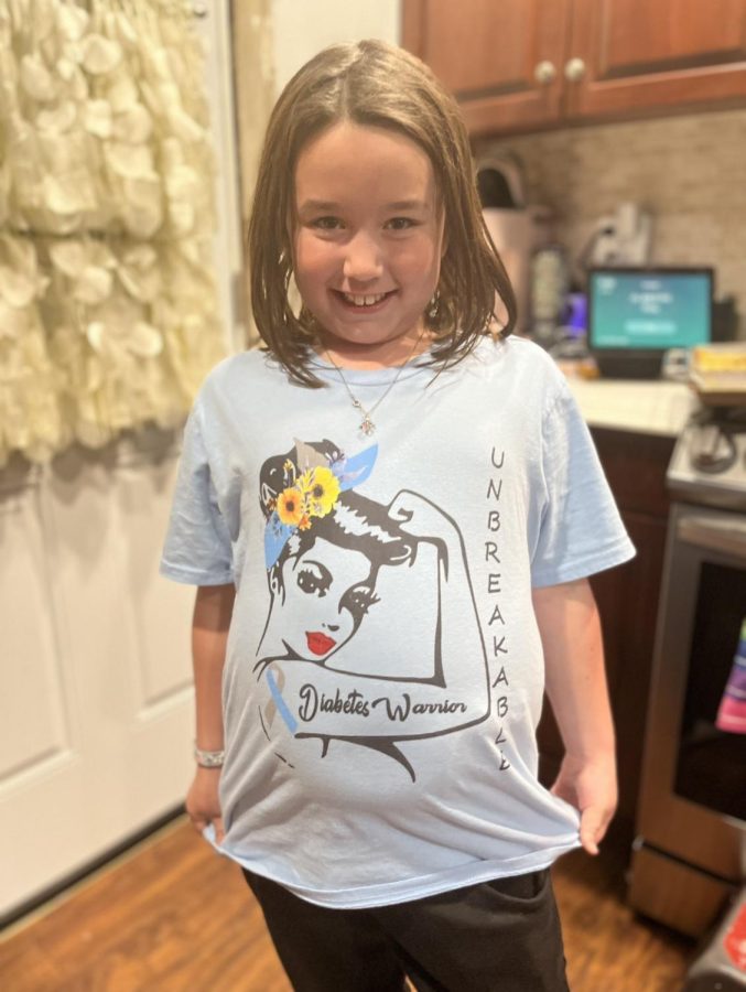 A true warrior: Ms. DiGiacomo’s daughter Mena, wearing her diabetes warrior shirt as she continues to fight strong every single day. November 14, 2022.