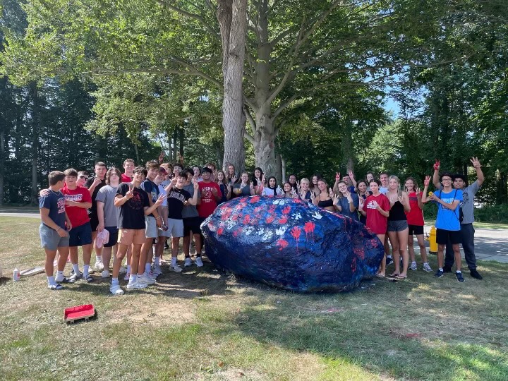 Foran’s Favorite Rock: The class of 2023 follows a generational tradition of painting the large rock that sits outside of the bottom floor entrance, August 30, 2022.