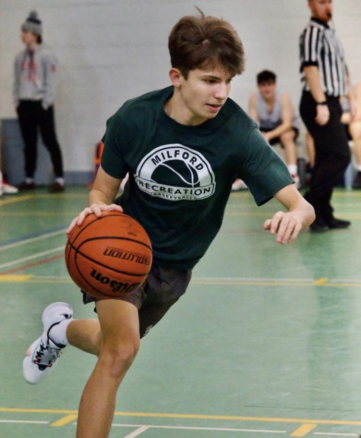 Looking to Score: Jimmy D’Angelo advances the ball down the court. January 21, 2022. 