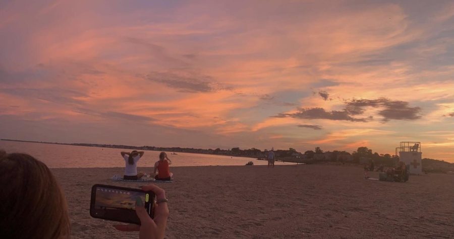 Snap A Pic: Foran students visiting Gulf Beach at sunset on a summer evening and capture images of the beautiful view, July 26, 2022. 