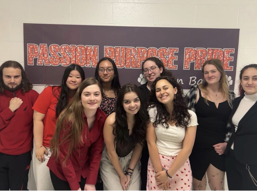 Orchestra Seniors: The seniors in orchestra for the 2022-23’ school year all posing together for the last time, April 25, 2023. 