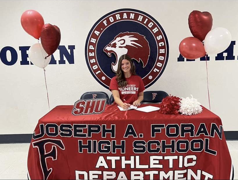 Ready For The Next Step: Jonna Lord poses after committing to Sacred Heart University for D1 Cheerleading and business. April 25, 2023.