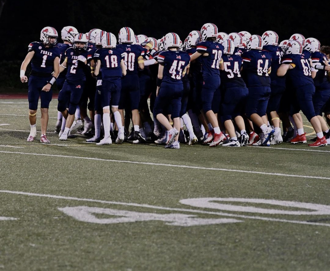 Foran football regroups after last week’s game. Photo courtesy of: Tommy Melillo September 8, 2023.


