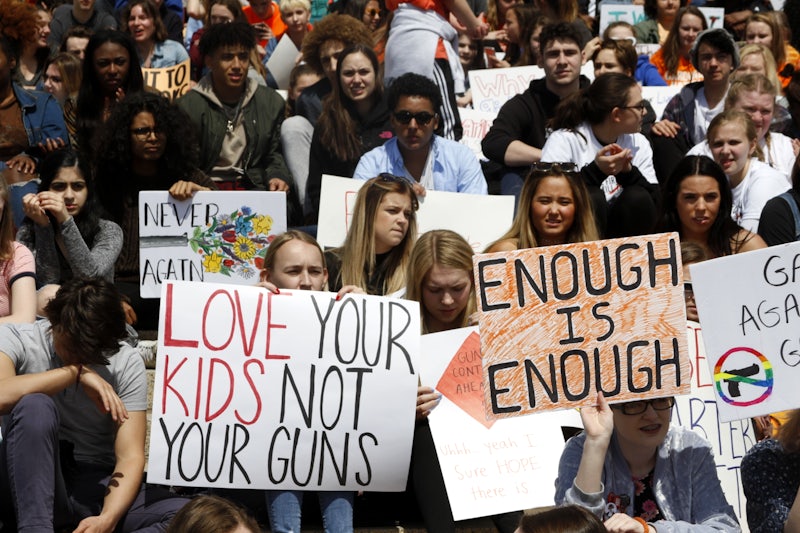 Student Protest: Students protesting school shootings with the national school shooting walkout April 20, 2018. 