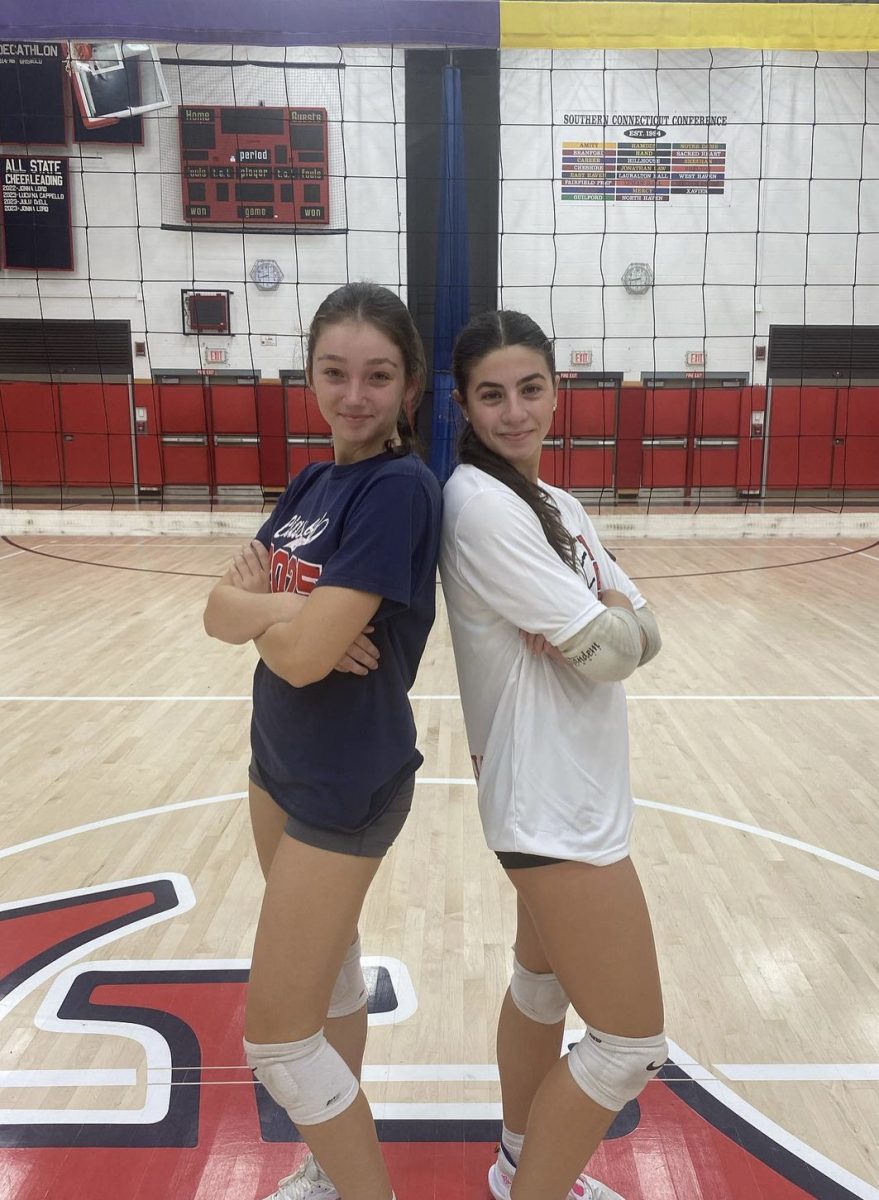 Top Performers: Gracie Brooks and Gaby Magnuson pose as they are recognized as CT High School Top volleyball performers for the third straight week, October 10, 2023.