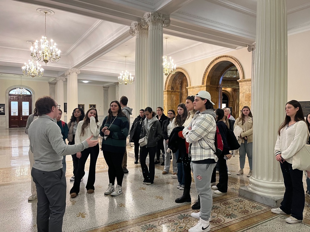 Outstanding Old State House: Journalism Students listening to their tour guide at the old state house, learning tons of new information.