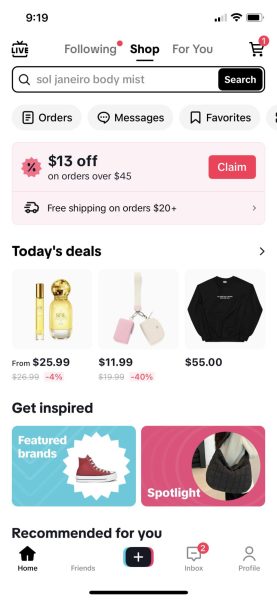 Dozens of deals: shown is the home screen of TikTok Shop displaying several items.