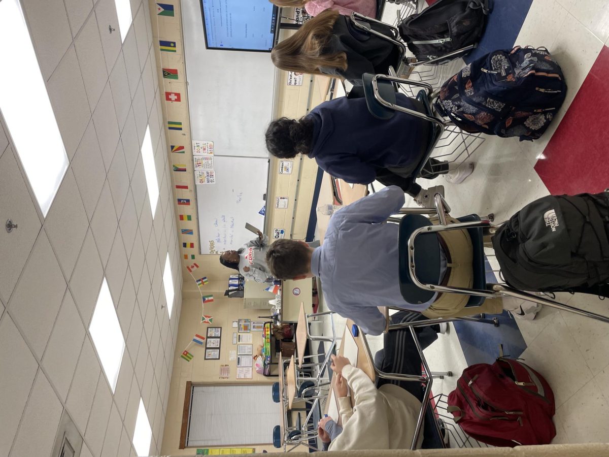 Paying Attention: Students in French four using whiteboards, participating in a lesson. January 11, 2024.