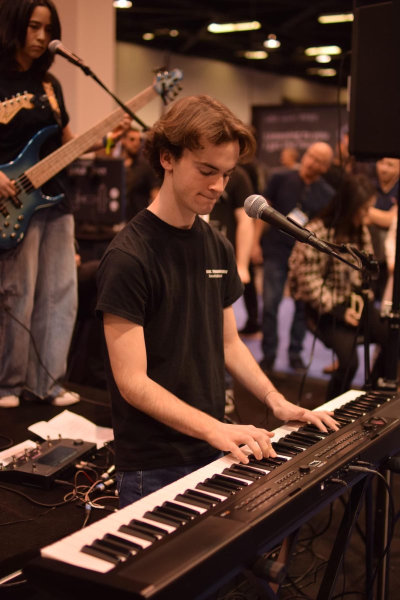 Connor Rizzo performs on the keyboard. 