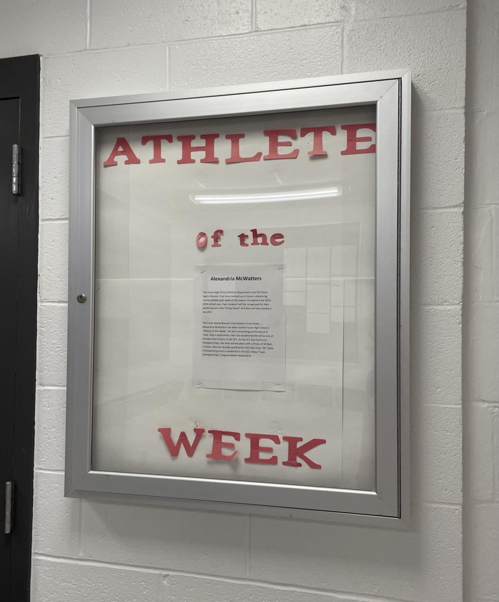 Athlete of the Week: Information board outside of Vitelli’s office, February 9, 2024.