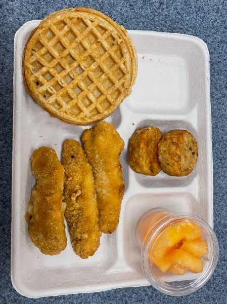 Chicken Tenders with Waffles and Hashbrowns: The manager of our cafeteria, Marybeth Salvato, knows firsthand which lunches students respond to the best. “Yesterday, the chicken tenders- waffles, that’s a big seller.” March 14, 2024. 
