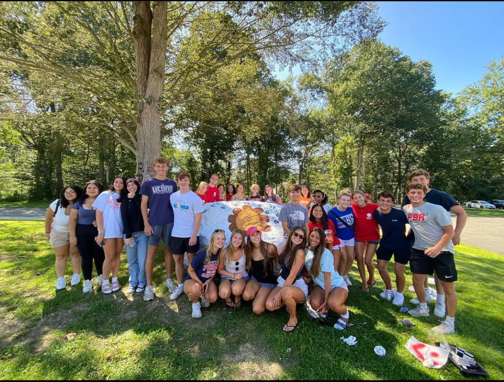 Seniors being Seniors: Class of 2024 doing an age old tradition painting the Foran rock with their names. August 23, 2024 Photo courtesy: Elle Philpott 