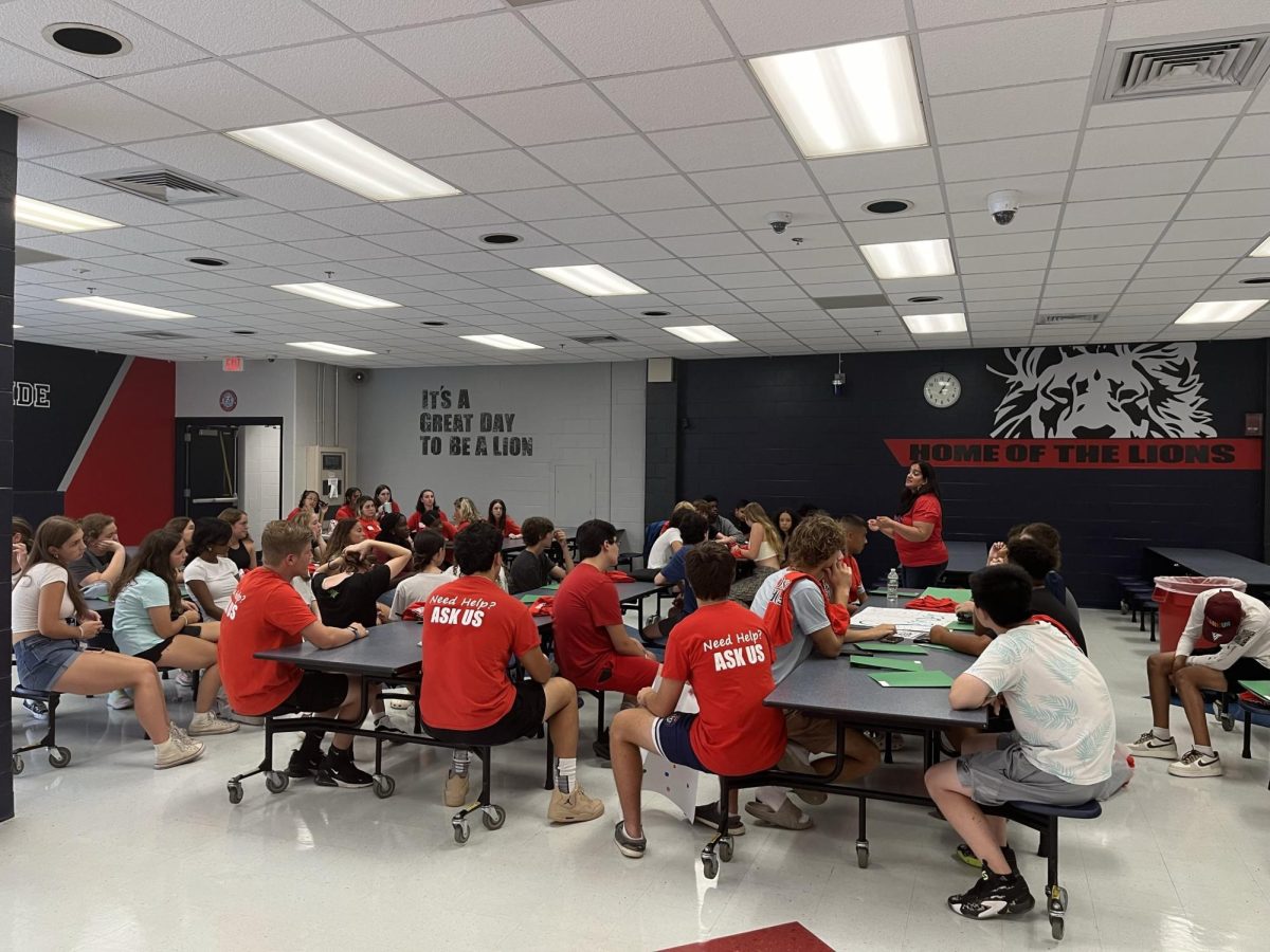 Guidance counselors introducing themselves to  the new students. The students will have the same guidance counselors for all 4 years at Foran. August 27, 2024. Photo by: Lisa Farrell. 