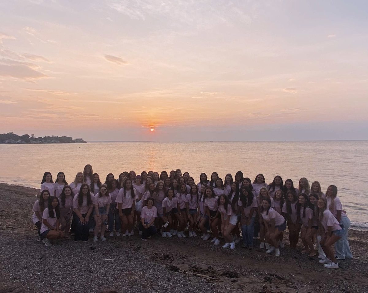 Group Photo of All Senior Girls: Foran’s senior class girls gather for a group photo after witnessing the senior sunrise, marking the start of their last year in high school.  August 28, 2024. Photo courtesy: Milford resident