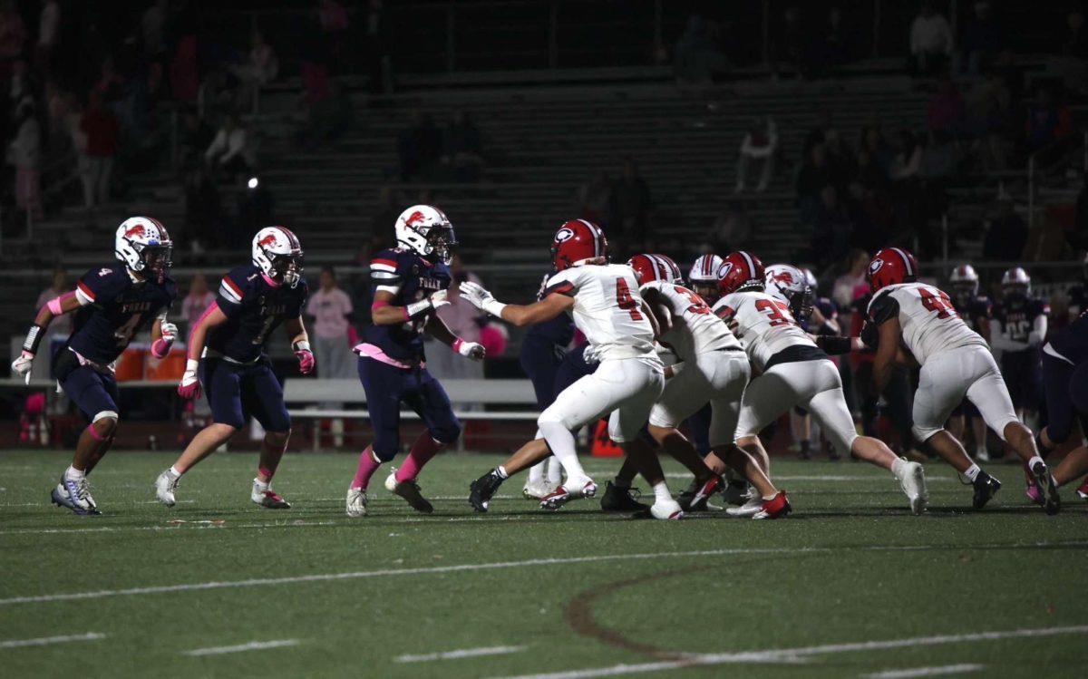 Week 5 Cheshire Pink Out: Foran Lions offense in action, October 10, 2024. Photo courtesy: Anthony Federico