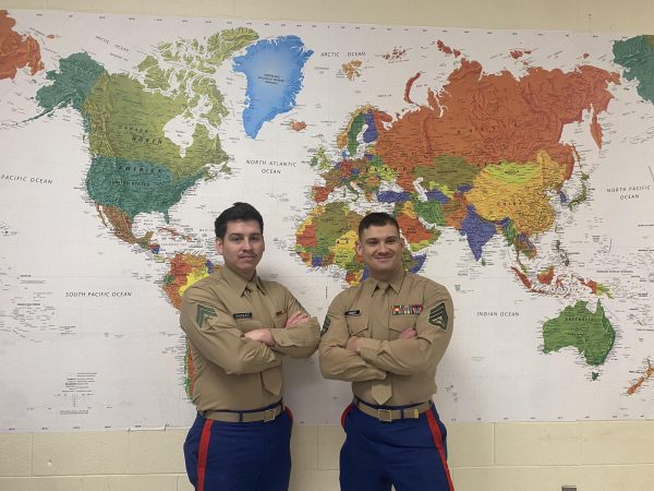 Veterans Day: Vazquez (left) and Obrien (right) standing with pride, Photo credit: Alexandra Montero, November 8, 2024 
