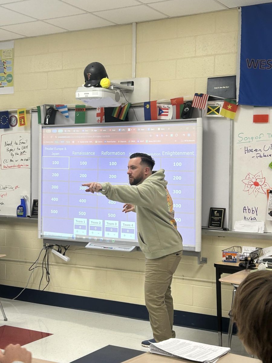 Mr. Phelan teaching his period 3 history class, 10/25/24. Photo Courtesy: Amara Dalipi